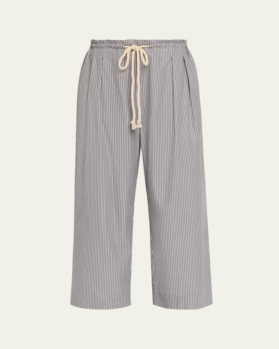 Railroad Stripe Pleated Drawstring Pants